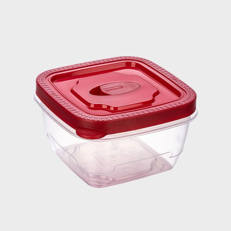 PFB053 640ml Havalandırmalı Kırmızı Kalıplı Kapaklı Kare PP Gıda Saklama Kabı